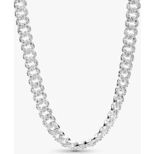 KFS Pandora Pave Küba Zincir Kolye 925 Ayar Gümüş