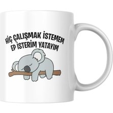Daisy Home Hiç Çalışmak Istemem Ep Isterim Yatayım Komik Yazılı Kupa Bardak Hediyelik Çay Kahve Kupası Coffee Mug