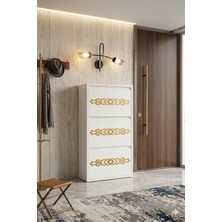 Tomkar  3'lü Beyaz Gold Desenli Metal Ayakkabılık