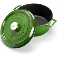 Cekar Store Lava Döküm Yuvarlak Tencere, Trendy, 28 Cm, 6.71 Litre Hacim, Yeşil