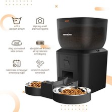 Cekar Store Haustier QQ029-DUAL 1080P Gece Görüş Kameralı Akıllı Kedi Mama Kabı, Tuya App-Wifi Uzaktan Kontrol, Sesle Çağırma, 2.4ghz/5ghz, 4lt Hazne, Çift Metal Kase (Siyah)          [enerji Sınıfı A+]