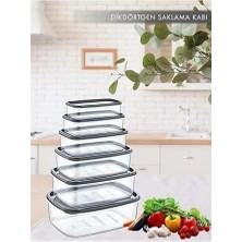 Daisy Home 6 Lı Set Dikdörtgen Saklama Kabı Seti - Platin Serisi Beyaz