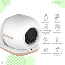 Cekar Store Haustier CB001 Akıllı Otomatik Kedi Tuvaleti, App ile Uzaktan Kontrol, 75LT Hazne, 7lt Çöp Haznesi, Ağırlık Sensörlü, 45 Adet Çöp Torbası + Elekli Kum Paspası + 3 Adet Deojel Hediyeli (Bej)