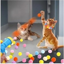 Cekar Store Interaktif Kedi Oyun Tabancası, 20 Adet Renkli Peluş Toplu Fırlatma Oyuncağı, Kedi Aktivite Oyunu