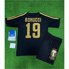 Italya 125.YIL Leonardo Bonucci Siyah Çocuk Forması 4'lü Set (Black)