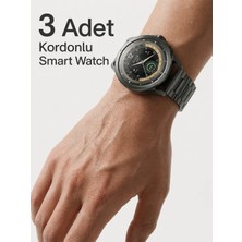 ArmoniaVital Kalobee SK44 Akıllı Saat Amoled Ekran, Su Geçirmez, Uzun Pil Ömrü, 3 Adet Kordonlu