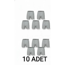 10 Adet Gri %100 Pamuk Rahat Kesim Erkek Paçalı Külot Boxer