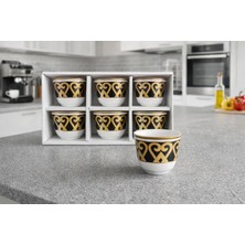 Glore Broli Türk Kahvesi Mırra Takımı Porselen 6 Kişilik 6 Parça Hediyelik Altın Yaldızlı Özel Tasarım