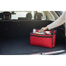 Cekar Store Oto Bagaj Organizeri, Kırmızı, Deri Kumaş, Katlanabilir, Dikdörtgen, 50X25X15 Cm, Araç Içi Düzenleyici Çanta
