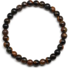 Yürük Market Doğal Kaplan Gözü Taşı Bileklik Kahverengi Doğal Taş Esnek Unisex Bileklik