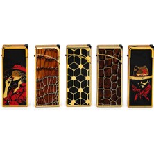 Belirtilmemiş Manyetolu Metal Çakmak Gold Kaplama Karışık Desenli Premium Seri (5 Farklı Model)
