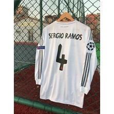 R.madridd 2014 Lizbon Şampiyonlar Ligi Finali Sergio Ramos Nostalji Forması (Uzunkol)
