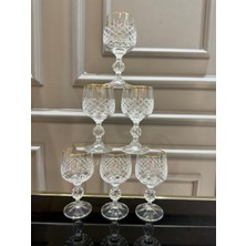 Nazan Home Bohemia Kristal Ayaklı Gold Kesme El Işi Kahve Yanı Su Bardağı