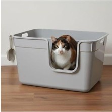 Cekar Store Tanos Yarı Açık Kedi Tuvaleti 54X40X32 - Gri
