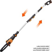 WG349E 20VOLT 2.0AH Li-Ion Tek Akülü 20CM Profesyonel Teleskobik Saplı Açı Ayarlı Zincirli Dal Budama