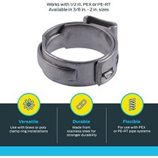 Daisy Home 1/2 Inç Kelepçe Halkası, 100'LÜ Paket, Paslanmaz Çelik Tesisat Armatürü, Pex Boru, Pe-Rt, UC953CP100