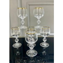 Nazan Home Bohemia Kristal Ayaklı Gold El Işi Kahve Yanı Su Bardağı