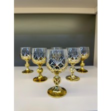 Nazan Home Bohemia Kristal Ayaklı Gold Kesme El Işi Kahve Yanı Su Bardağı