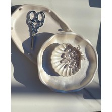 Mezra Art Nişan Tepsisi Sedefli Incili Gümüş Makaslı – Dekoratif Sunum Seti