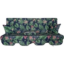 Lüks Salıncak Kılıf Seti Mindersiz 3 Kişilik Yaprak Desen 164X47 cm