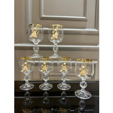 Nazan Home Bohemia Kristal Ayaklı Gold Kesme El Işi Kahve Yanı Su Bardağı