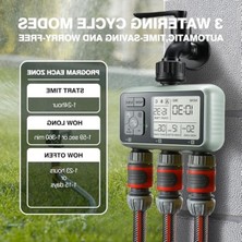 Su Zamanlayıcı Sulama Sistemi, 3 Çıkışlı Su Yağmurlama Zamanlayıcı Çim ve Bahçe Sulama Ekipmanları/otomatik Sulama Sistemi/ıpx5 Su Geçirmez/çocuk Kilit Modu/çimler Için Yağmurlama