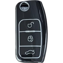 Autohan Keys Lüx Ford Focus, Fiesta, Mondeo, Cmax, Courier Nano Yüksek Kalite Anahtar Kılıfı 3 Buton Siyah Gümüş Renk
