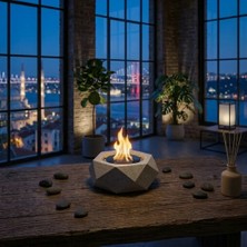 Starfire Okta Masaüstü Dumansız Şömine – Kokusuz Gerçek Alev, Dekoratif Ambiyans