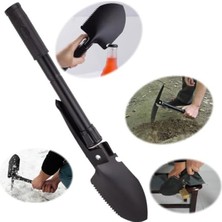 Kazma Kürek Seti - Portatif Çok Fonksiyonlu Katlanır Spatula, Çelik Mini Kürek, Pusula