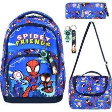 Alanç Gift 3'lü Set Erkek Çocuk Ortopedik İlkokul Çantası Kalemlik Termal Beslenme Çantalı Sırt Çantası