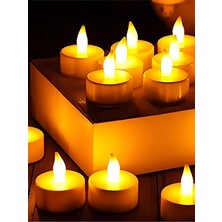 Rkmstore 24’lü Tealight LED Mum Seti Sarı Işıklı Modern Tasarım ve Dumansız Kullanım İçin Uygun