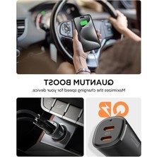 Spigen 50W Usb-C 2 Port Araç Içi Hızlı Şarj Aleti Pps Desteği Akım Korumalı Güç Adaptörü Çakmaklık iPhone & Android & iPad & MacBook Type-C Pd 3.0 30W + 20W EV502 - ACP08523