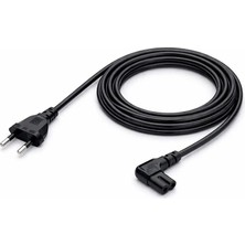 Derwell 1.5 Metre 1.5mt 2 Pinli 90 Derece L Uç Teyp Radyo Fişi Ps5 Ps4 Ps3 Xbox One S x Power Güç Kablosu Esnek ve Kırılmaya Dayanıklı Pvc Dış Kaplamalı Kablo