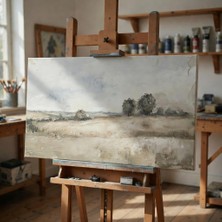 El Yapımı Natürel Kanvas Tablo