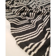 Kumaş Parça Siyah Beyaz Çizgili Triko Örme Kumaş Yumuşak Esnek Kazaklık & Hırkalık 140X275CM