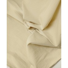 Kumaş Parça Krem Pamuklu Elastanlı Dokuma Kumaş Yüksek Esnek Köpük Dokulu Elbiselik 100X250CM