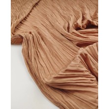 Kumaş Parça Açık Kahve Ince Dokuma Kumaş Kırinkıl Geçişli Dökümlü Gömleklik & Bluzluk 130X150CM