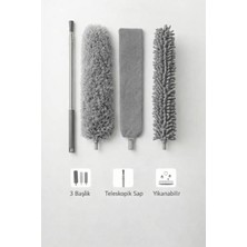 PremiumPort Ayarlanabilir Saplı 3 Başlıklı Mikrofiber Temizlik Mop Seti