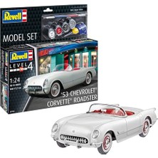 Cekar Store Model Set 67718 '53 Chevrolet® Corvette® Roadster 1:24 Ölçekli Yapısız/boyasız Plastik Model Kiti Contacta Profesyonel Tutkal, Boya Fırçası ve Seçilmiş Aqua Renkli Boyalar