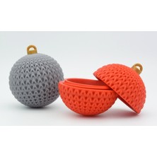 Oto Bakım Zamanı Örgü Dokulu Yılbaşı Topu Gri - Sürpriz Kutulu 3D Yazıcı Ağaç Süsü