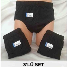 Shine Elagance Siyah 3'lü Düz Renk %100 Pamuk Erkek Slip