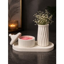 First Light Minimal Lüks: Üstten Görünüm Dekoratif Vazo & Mum Seti