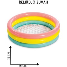 Cekar Store Şişme Yumuşak Tabanlı Renkli 3 Boğumlu Baby Pool Çocuk Bebek HAVUZU,86X25 cm ve Pompa+Yama Set, Pompa ve Yama Hediyelidir, Çocuklar Için Aktivite Aile
