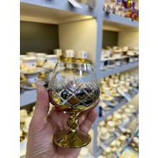 Nazan Home Bohemia Kristal Ayaklı Gold Kesme El Işi Kahve Yanı Su Bardağı