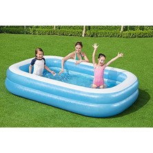 Cekar Store Bestway Aile Tipi ve Çocuklar Için Uygun Şişirilebilir Dikdörtgen Yüzme Havuzu, Mavi, 2.62 M x 1.75 M x 51 Cm, 778 L