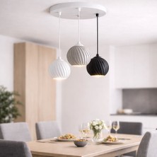 Mm Design Siyah - Beyaz - Gri 3 Lu Spiral Avize