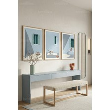 Tontilika Minimalist Mimari, Kedi ve Işık Gölge Oyunları 3’lü Ahşap Çerçeveli Tablo Seti