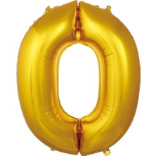 Deniz Parti 0 Rakam Altın Folyo Balon 34''- 76 cm