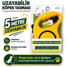  köpek gezdirme tasması 5 mt. makaralı otomatik sarı