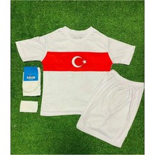 Türkiye Beyaz Çocuk Forması 4'lü Set Çorap Bileklik Hediye ASF22